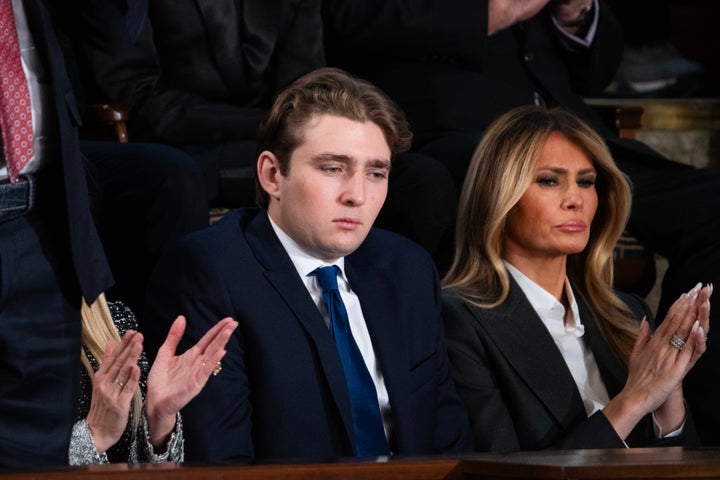 Barron Trump, pictured with Melania Trump at the State of the Union address, turned 20 on Friday. On Thursday he received a greeting from the Japanese prime minister at the White House.