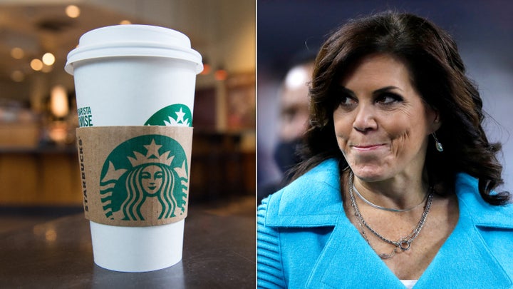 A Starbucks cup and Michele Tafoya.