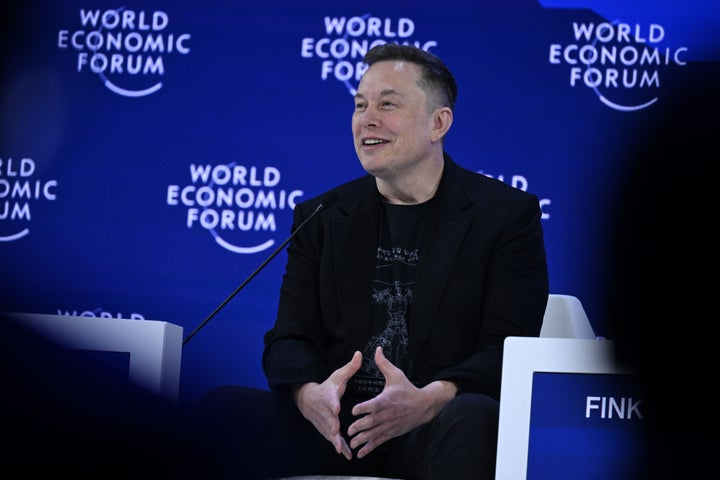 DAVOS, SWITZERLAND - JANUARY 22: Business person Elon Musk delivers a speech during the World Economic Forum Annual Meeting in Davos, Switzerland, on January 22, 2026. (Photo by Harun Ozalp/Anadolu via Getty Images)
