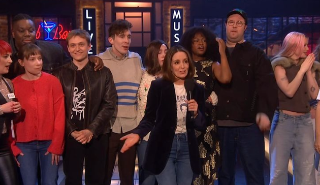Guest host Tina Fey with the cast of SNL UK on Saturday night