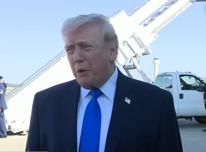 President Trump is seen speaking with reporters before boarding Air Force One on Monday, March 23, 2026.
