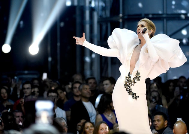 Celine Dion on stage at the 2017 Billboard Music Awards