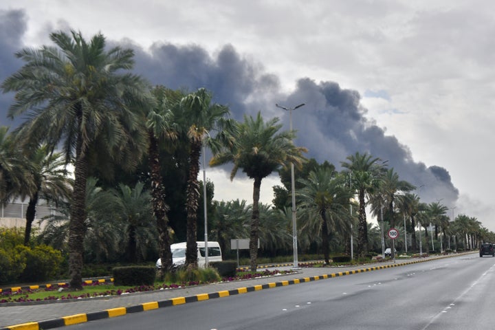 Smoke rises from Kuwait International Airport after a drone attack on a fuel warehouse in Kuwait City, Kuwait, March 25, 2026.