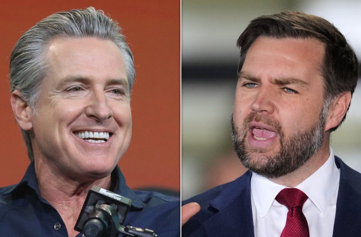 Newsom (left) and Vance are both rumored to run for president in 2028.