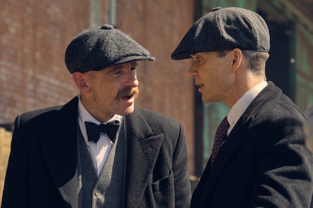 Paul Anderson and Cillian Murphy on the set of the sixth season of Peaky Blinders