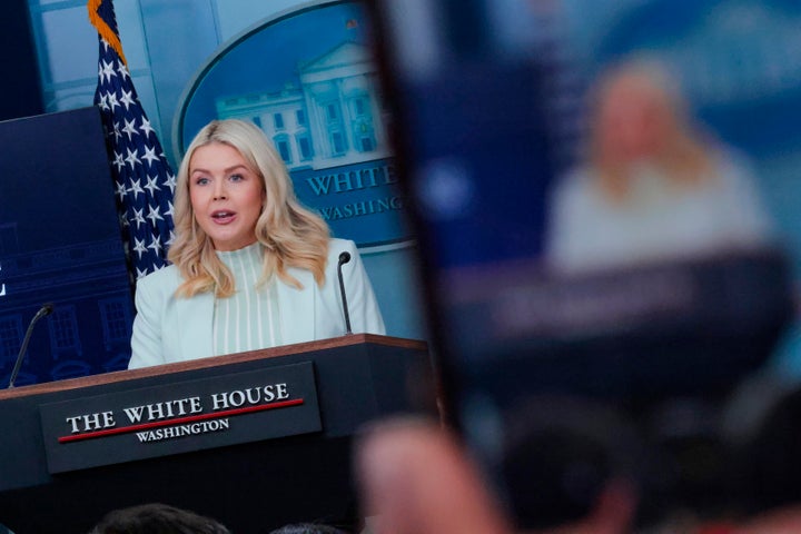WASHINGTON, DC - MARCH 25: White House Press Secretary Karoline Leavitt takes questions during a news briefing in the James S. Brady Press Briefing Room of the White House on March 25, 2026 in Washington, DC. Leavitt discussed a range of topics including the partial government shutdown impacting the Department of Homeland Security which has entered its 40th day. (Photo by Heather Diehl/Getty Images)
