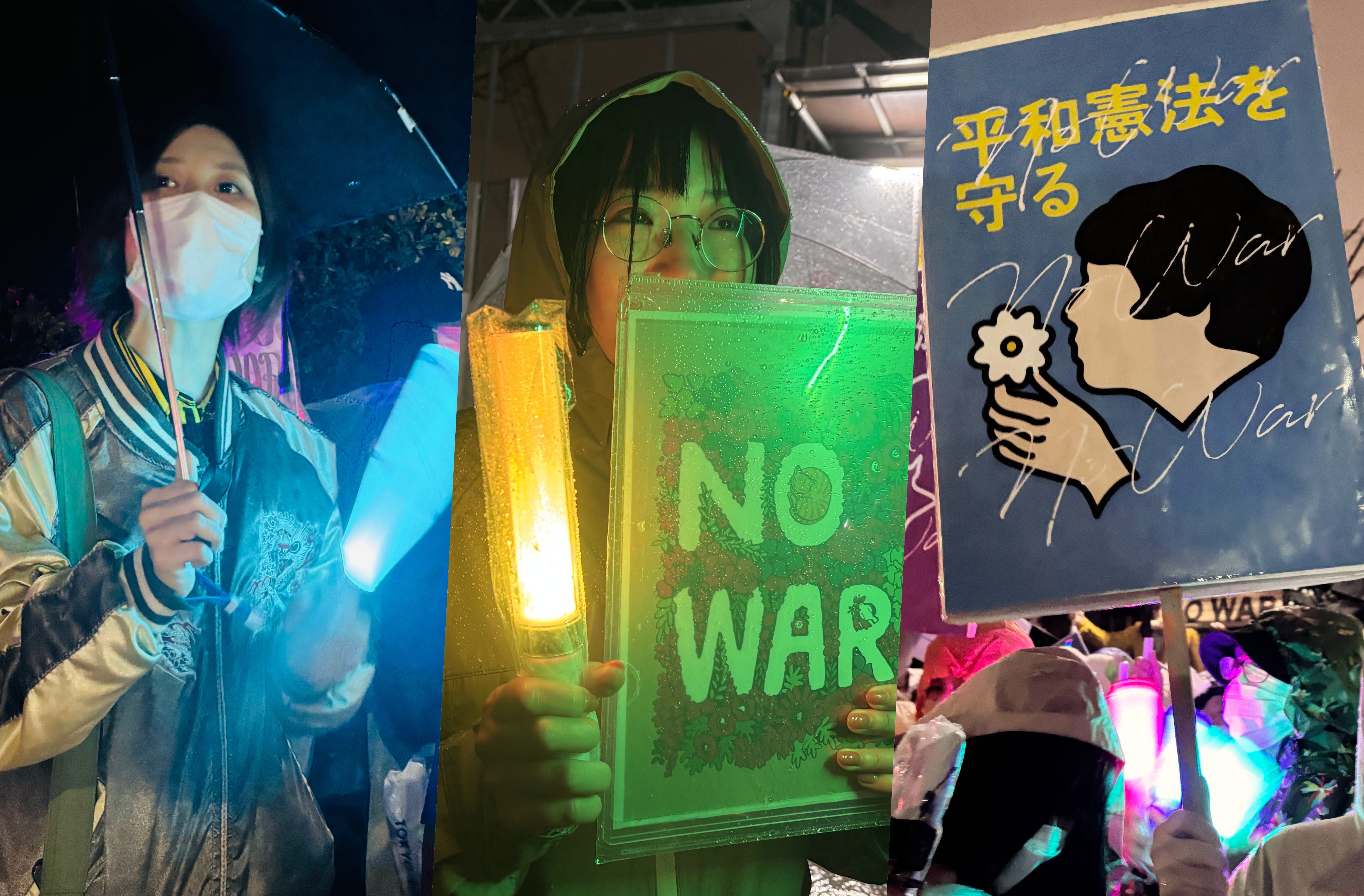 「戦争反対！過去に学べ」雨の中、2.4万人が反戦訴えた「ペンライト」デモ。国会周辺で大きな動きに