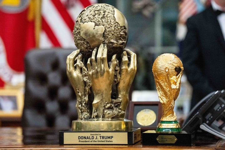 Trump's FIFA Peace Prize trophy in all its glory.