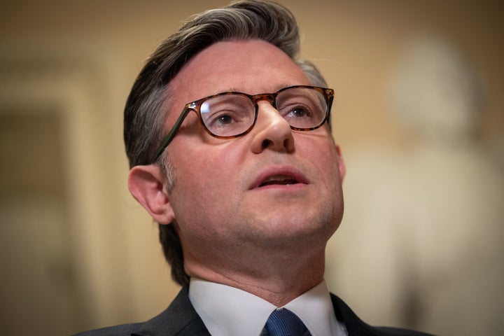 WASHINGTON, DC, UNITED STATES - MARCH 26: Speaker of the House Mike Johnson (R-LA) speaks to reporters after a vote to fund the Department of Homeland Security, at the U.S. Capitol in Washington, DC on March 26, 2026. (Photo by Nathan Posner/Anadolu via Getty Images)