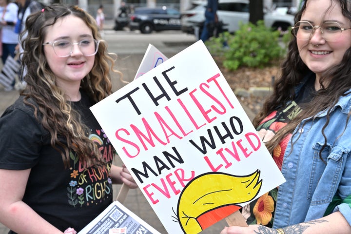 Demonstrators take part in the No Kings Houston Protest in Houston, Texas.