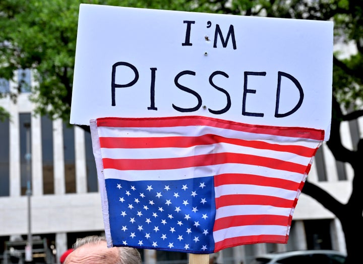 Demonstrators take part in the No Kings Houston Protest in Houston, Texas. 