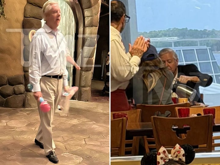 Sen. Lindsey Graham, pictured here at Disney World, was one of several members of congress who TMZ shamed for vacationing during a historically long government shutdown.