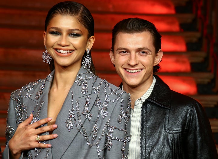 Zendaya and Holland, seen here during a "Spider-Man: No Way Home" press event in 2021.