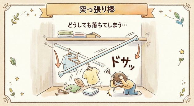 突っ張り棒が落ちないようにするセッティング方法とは？