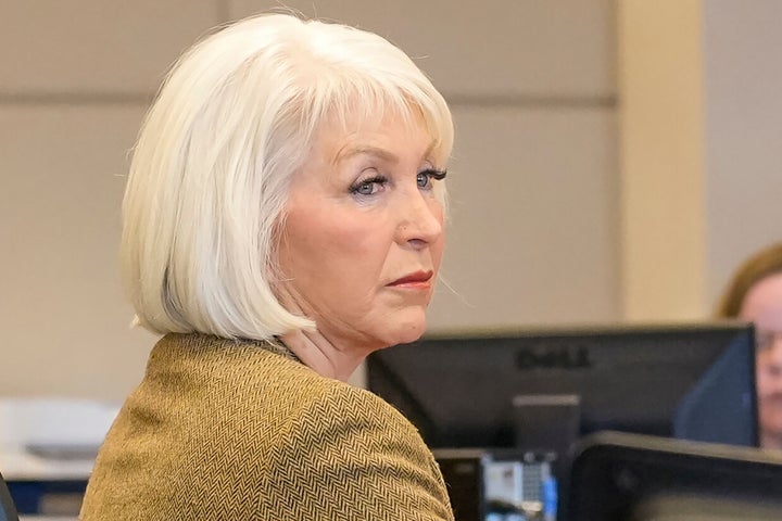 Tina Peters, former Mesa County, Colo., clerk, listens during her trial, March 3, 2023, in Grand Junction, Colo. (Scott Crabtree/The Grand Junction Daily Sentinel via AP, Pool, File)