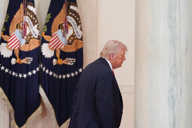 President Donald Trump departs following a prime-time address to the nation on the Iran War that did little to ease concerns about skyrocketing oil prices or when the war would end.