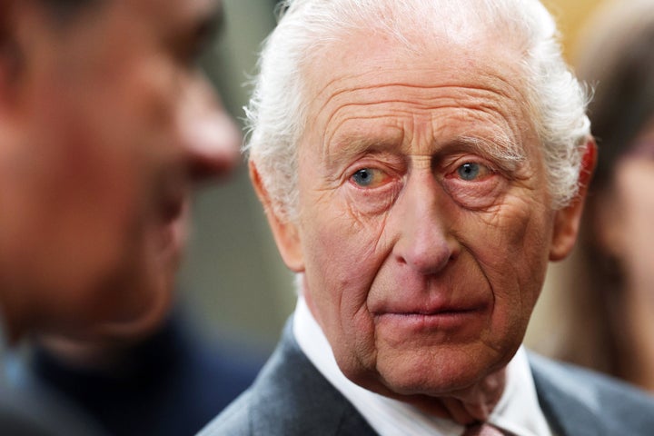 Britain's King Charles III meets members of the local community with during a visit to The Market Hall on March 24, 2026 in St Austell, England. (Photo by Adrian Dennis - WPA Pool/Getty Images)