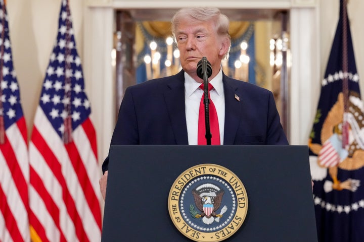 US President Donald Trump during a prime-time address to the nation in the Cross Hall of the White House in Washington, DC, US, on Wednesday, April 1, 2026. Trump said the war in Iran is "very close" to completion, seeking to reassure Americans about his handling of a conflict that has roiled financial markets and jeopardized his political standing with American voters. 