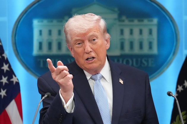 President Donald Trump speaks with reporters in the James Brady Press Briefing Room at the White House, Monday, April 6, 2026, in Washington.