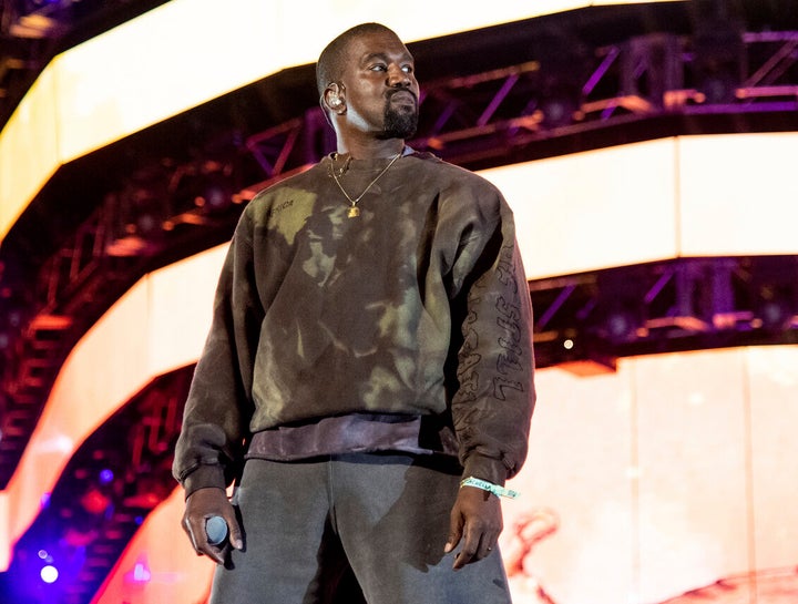 Ye, then still known as Kanye West, performing on stage at Coachella in 2019