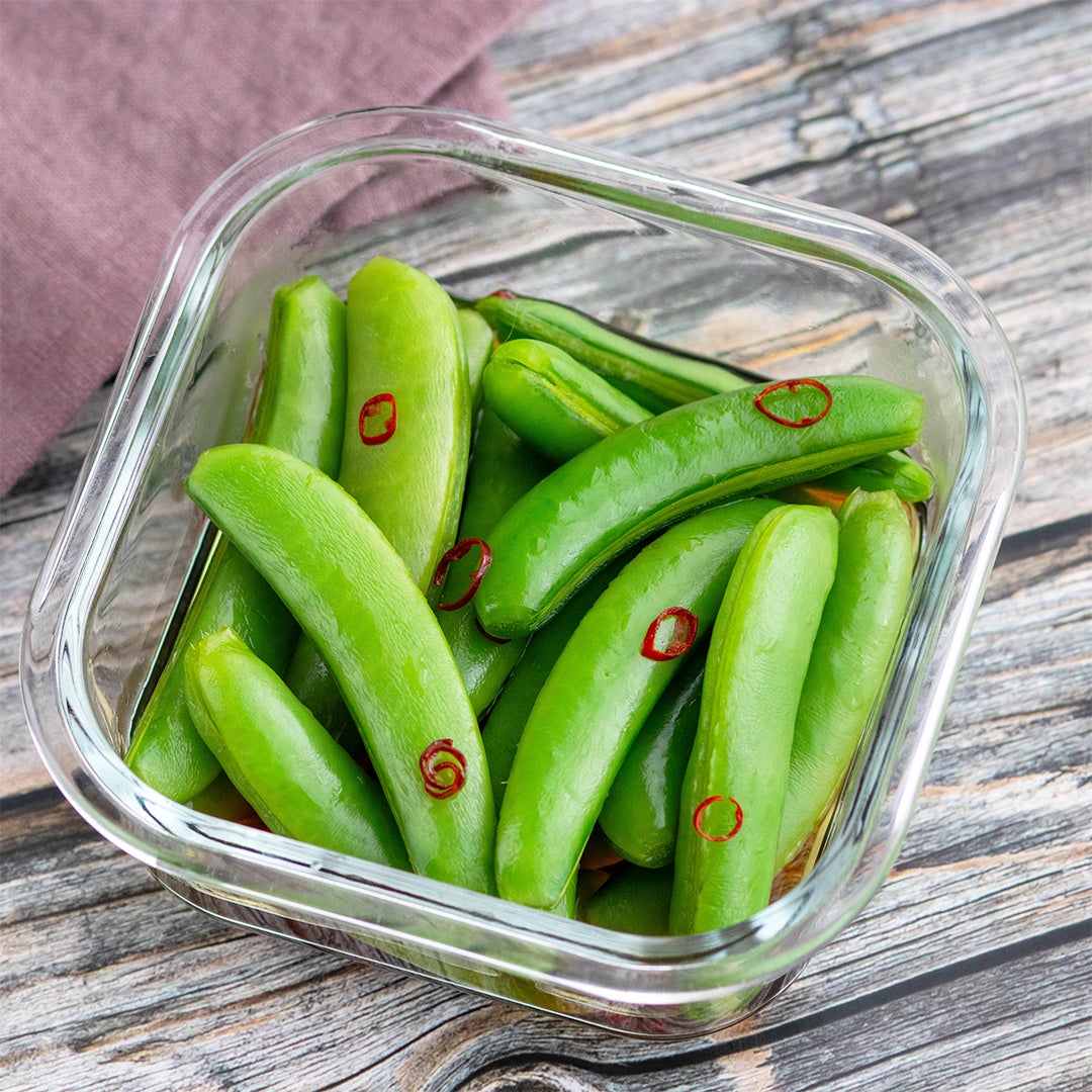 スナップエンドウは炒めない！白だしに漬けるだけ、パリポリ食感が止まらない浅漬けレシピ