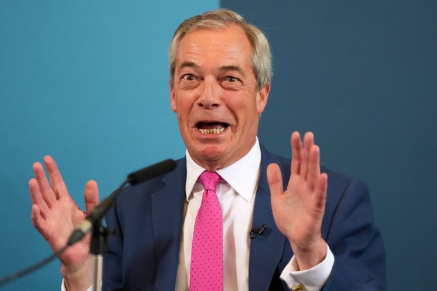 Nigel Farage leader of Reform UK speaks at a press conference last week.