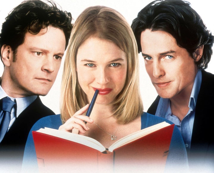 Colin Firth, Renée Zellweger and Hugh Grant in promotional material for Bridget Jones's Diary
