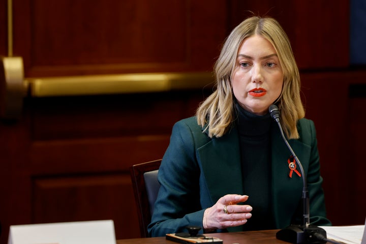 Melissa Alexander, the mother of a Covenant School Shooting survivor, speaking during a discussin about gun legislation at the US Capitol Building in January 2024