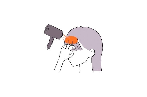 弱めの風で前髪が動かないように。