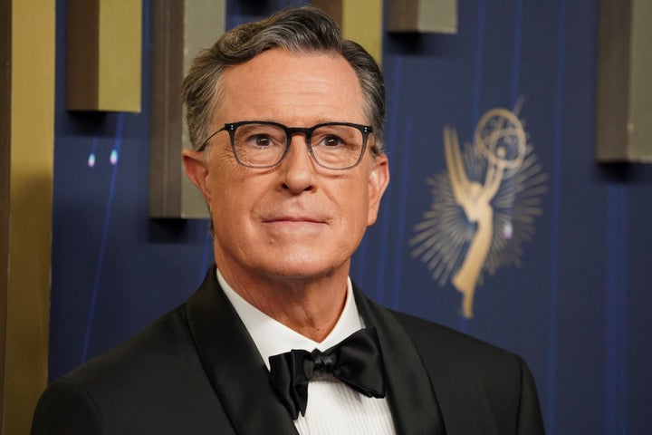 Stephen Colbert arrives at the Emmy Awards in September at the Peacock Theater in Los Angeles.