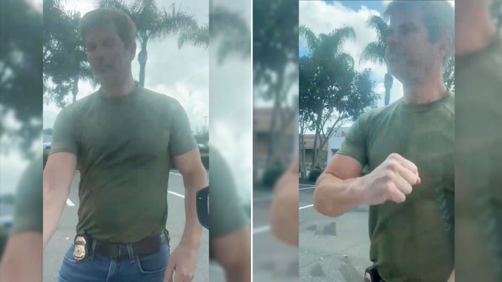 A federal agent tries to open Anna Walker's vehicle door April 1 in a Target parking lot in San Diego. Walker was not arrested but had her Global Entry privileges revoked the following week.