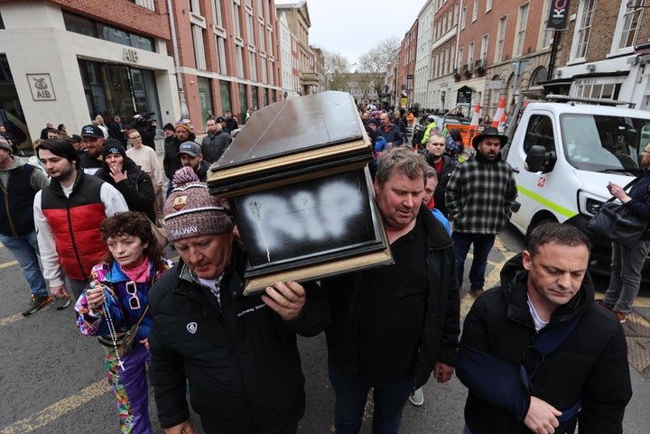 Fuel protesters on Dawson Street in Dublin, on the fourth day of a National Fuel Protest against rising fuel prices. (Photo by Liam McBurney/PA Images via Getty Images)