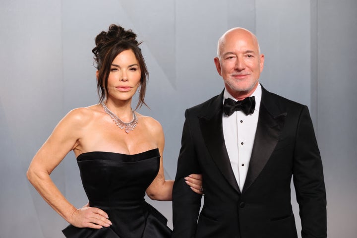 Lauren Sánchez Bezos and husband Jeff Bezos attend the Vanity Fair Oscar Party at the Los Angeles County Museum of Art in March.