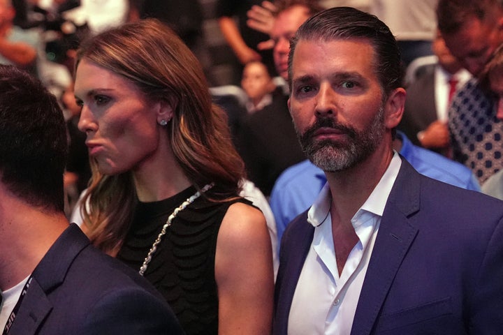 Bettina Anderson and Donald Trump Jr. at the April 11 UFC event attended by his father in the middle of a war. 