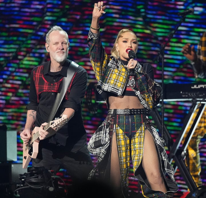 No Doubt's Tom Dumont, left, and Gwen Stefani in 2025. The band will kick off its long-awaited residency at the Las Vegas Sphere in May. 