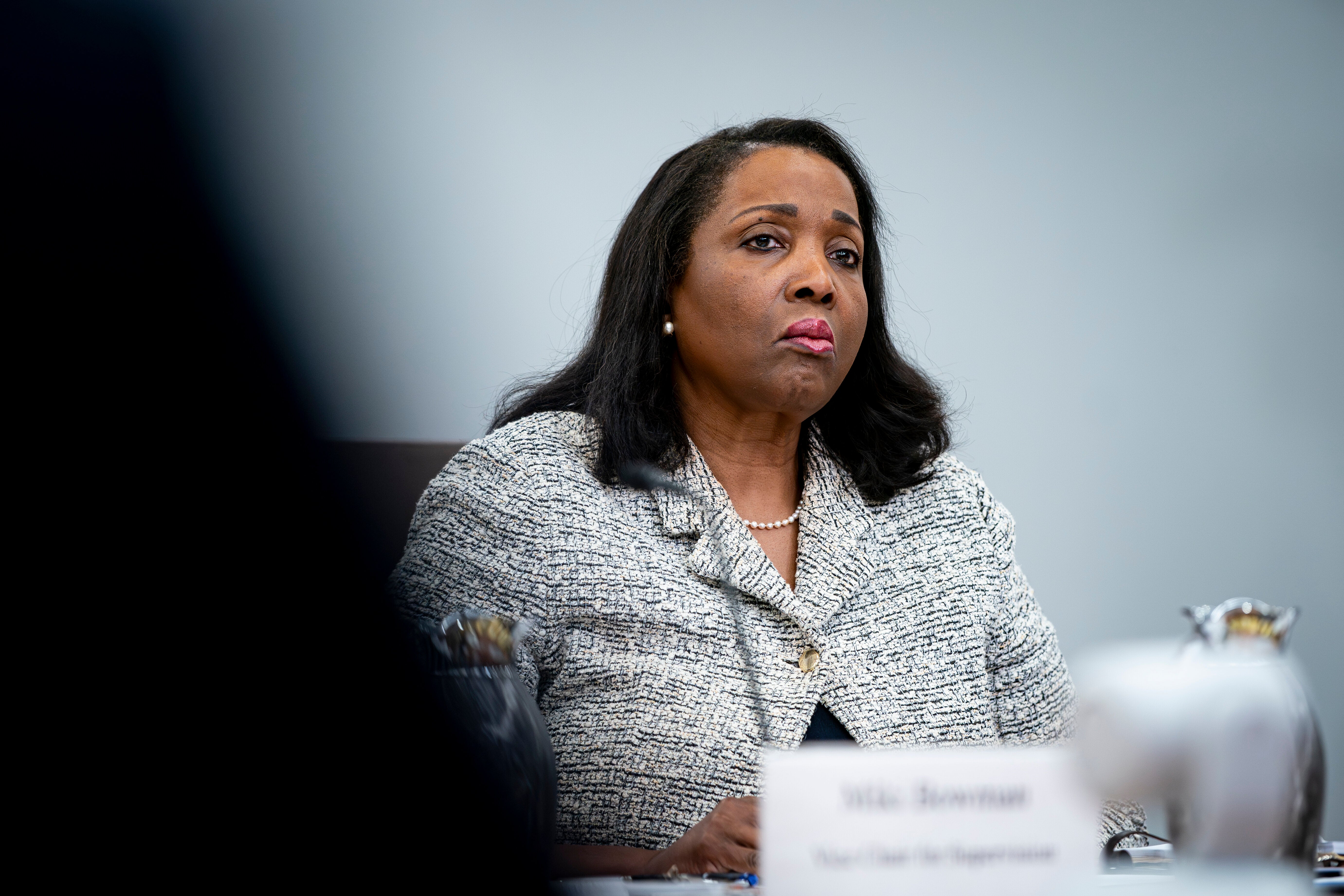 Lisa Cook, governor of the U.S. Federal Reserve, during the Federal Reserve Board open meeting on March 19 in Washington, D.C.