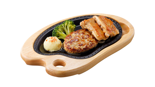 「ガーリックチキン＆ハンバーグステーキ」