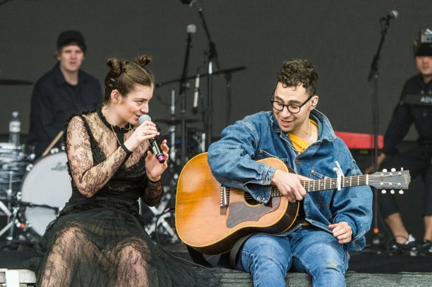 Lorde and Jack Antonoff performing together in 2017