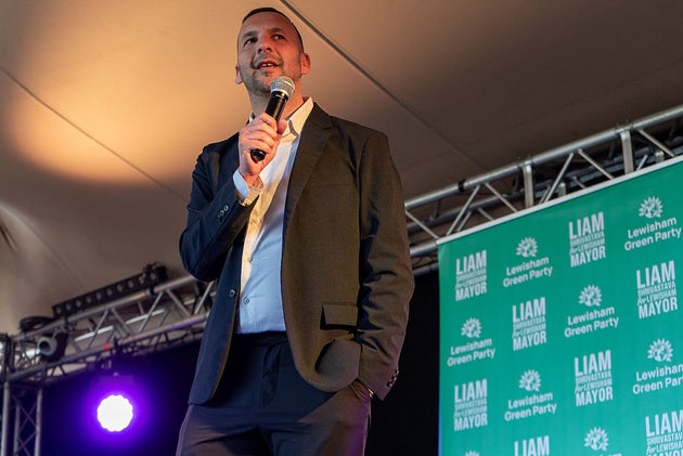 Zack Polanski delivers a speech during Lewisham Green Party's 'Big Day Out' at the Fox and Firkin on April 11, 2026 in Lewisham.