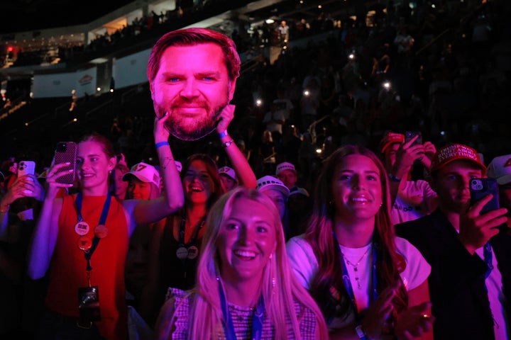 Here are some fans who did turn out for JD Vance's appearance at the Akins Ford Arena in Athens, Georgia.