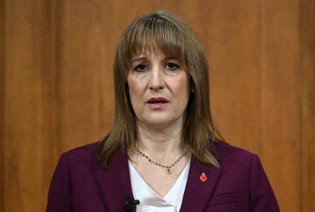 Britain's Chancellor of the Exchequer Rachel Reeves delivers a speech in the media briefing room of 9 Downing Street, London, Tuesday Nov. 4, 2025. 