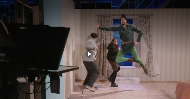 Jack Whitehall rehearsing for his Peter Pan sketch behind the scenes of Saturday Night Live UK