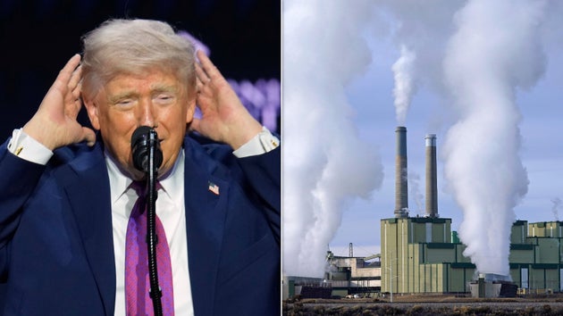 President Donald Trump speaks at a Turning Point USA event at Dream City Church, Friday, April 17, 2026, in Phoenix. (AP Photo/Ross D. Franklin) | FILE - Craig Station, a coal-fired power plant, operates Nov. 18, 2021, in Craig, Colo. 