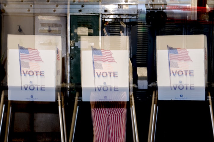 A person votes at the Detroit Fire Department - Station 44 in Detroit, Mich., on November 5, 2024.