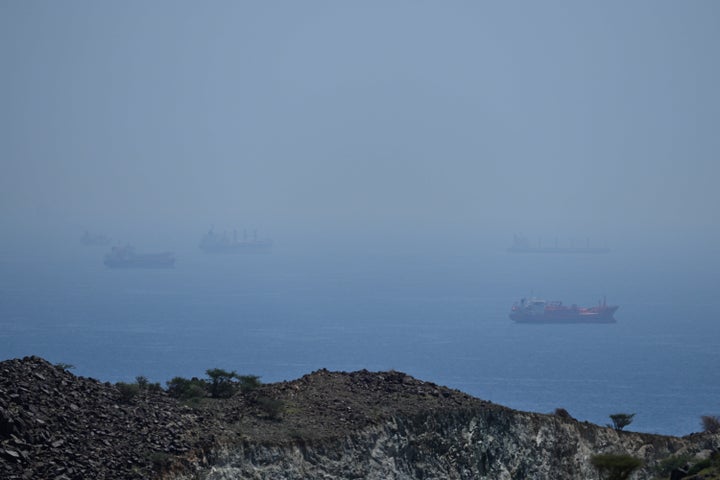 Tankers and bulk carriers anchored in the Strait of Hormuz on April 18, 2026. Iran throttled traffic through the waterway, which connects the Persian Gulf to the open seas, shortly after the U.S. and Israel attacked Iran on Feb. 28 to start the war. 