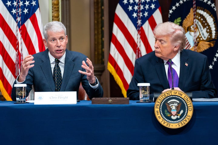 "That could happen later this year, that might not happen until next year," Energy Secretary Chris Wright (left) said over the weekend when asked when Americans can expect to see gas prices come down. 