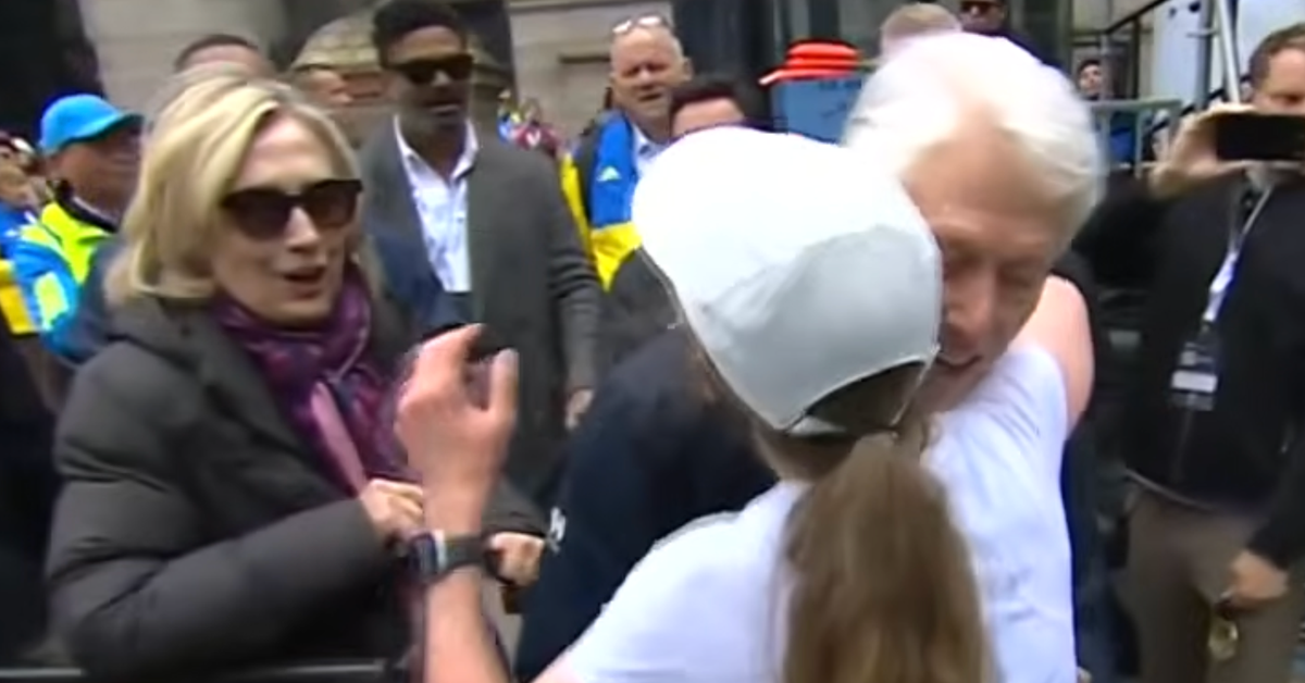 Bill And Hilary Clinton Greet Daughter Chelsea At Boston Marathon Finish Line