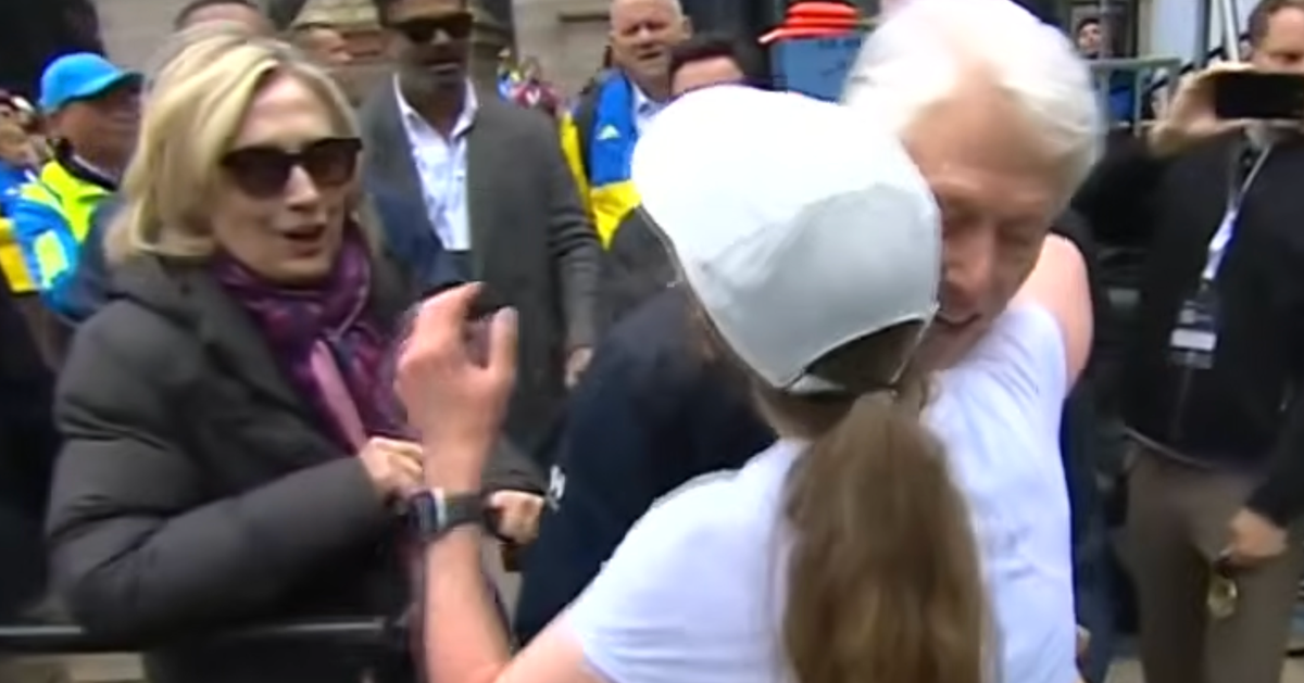 Bill And Hilary Clinton Greet Daughter Chelsea At Boston Marathon Finish Line