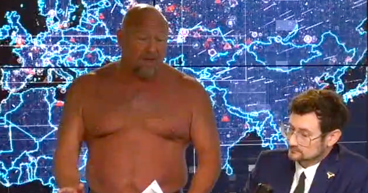 Alex Jones’ Shirtless Protest Spirals In A Bizarre On-Air Moment