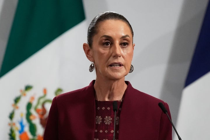 Mexican President Claudia Sheinbaum speaks at the National Palace in Mexico City, Nov. 7, 2025. (AP Photo/Marco Ugarte, File)